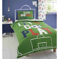 Catherine Lansfield Eat Sleep Easy Care vienvietis antklodės užvalkalas, žalias