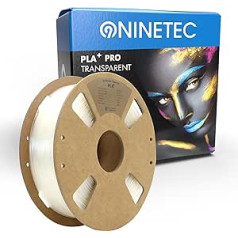 NINETEC BIO PLA+ siūlas 1,75 mm PLA Plus 3D spausdintuvo siūlas 1 kg ritės matmenų tikslumas +/- 0,03 mm PLA+ FDM spausdintuvo eksploatacinės medžiagos PLA+ Pro skaidrus