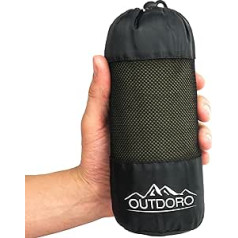 „Outdoro“ salono miegmaišis, itin lengvas kelioninis miegmaišis – tik 350 g, pagamintas iš grynos medvilnės su skyriumi pagalvei – plonas ir mažas – varnelė, kelioninis paklodė