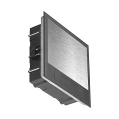 Grindų dėžė moduliniams lizdams 6 x 45x45 mm arba 12 x 22,5x45 mm, dangtis: nerūdijantis plienas, juodas
