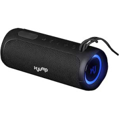 „X JUMP XJ 100“ nešiojamasis „Bluetooth“ garsiakalbis, sustiprinta 40 W didelė galia su TWS funkcija, papildoma įvestis, įmontuotas mikrofonas, „Bluetooth“ garsiakalbis, vandeniui atsparus IP67 (juodas)