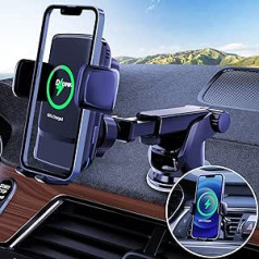 Drcowu 15 W greito belaidžio įkroviklio automobilinis mobiliojo telefono laikiklis su įkrovimo funkcija, padėties nustatymo technologija be ritės, 5.0 automobilio ventiliacijos spaustukas ir siurbtukai, skirtas iPhone Samsung S21/S20