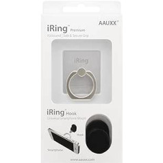 „iRing Premium Glacier Silver“ – originalus, universalus išmaniojo telefono stovas, griebtuvas ir automobilio laikiklis, asmenukių stovas, mobiliojo telefono žiedas, mobiliojo telefono laikiklis, automobilis, automobilio laikiklis (ledyno sidabra