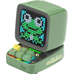 „Divoom Ditoo“ daugiafunkcinis „Pixel Art“ LED „Bluetooth“ garsiakalbis, 256 programuojamas LED skydelis su vakarėlio apšvietimu, išmanusis skaitmeninis stalo laikrodis, žaidimų muzikos dėžutės palaikymas, TF kortelė ir radijas, žali
