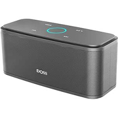 DOSS Bluetooth Lautsprecher, SoundBox Musikbox Bluetooth su Dualen Bass-Treibern, 20H Spielzeit, Touch Control, IPX5 Wasserdicht, Bluetooth Box für Handy, zuhause, Garten, Reise - Grau