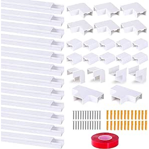 Lipnus kabelių kanalas 0,4 m Pakuotėje 12 mini kabelių kanalų, skirtų kabeliams paslėpti visiems maitinimo laidams, namuose ir biure balta