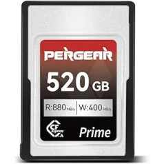 PERGEAR Professional 520 GB CFexpress A tipo atminties kortelė, iki 880 MB/s skaitymo ir 900 MB/s rašymo sparta, skirta 4K 120P, 8K 30P įrašymui