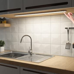SOAIY LED pritemdomas apatinis apšvietimas 58 cm virtuvės lempa 4500 mAh įkraunamos baterijos spintelės apšvietimas su jutikliniu laikmačiu 3 spalvų LED juostelė Magnetinė šviesos juosta virtuvės spintelei