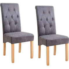 Invicta Interior 2 elegantiškų kėdžių rinkinys CASA Vintage Grey su dekoratyvinėmis sagomis kojomis, pagamintomis iš medžio masyvo valgomojo kambario kėdės