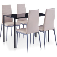 Koieceta Valgomojo stalo komplektas 5 dalių valgomojo stalo komplektas Virtuvės stalas Valgomojo kėdžių stalas Valgomasis stalas Valgomasis stalas su 4 kėdėmis (Cappuccino Brown)