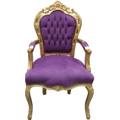 Casa Padrino Barokinė valgomojo kėdė su porankiais Violetinė / Auksinė