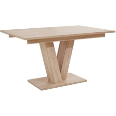 Homexperts DAVID valgomojo stalas su ištraukiamu stalu, ąžuolo medienos išvaizdos, šviesiai rudos spalvos / 140 cm ilgio stalas / sinchroninis prailginimas iki 180 cm / ištraukiamas stalas / 140-180 x 90 x 75 cm (ilgis x plotis x aukštis)