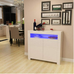 Tukailai Balta virtuvės spintelė Sideboard su LED apšvietimu, sandėliavimo spintelė Matt High Gloss virtuvei Valgomasis kambarys Gyvenamasis kambarys 2 durys Baltos spalvos