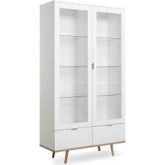 Newfurn Elia.Four Skandinaviška medinė vitrina II 100 x 185 x 40 cm (plotis x aukštis x gylis) II, balta/balta Svetainė Miegamasis Valgomasis Prieškambaris Prieškambaris