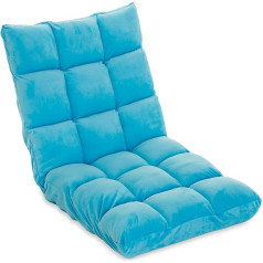 Nexos Trading Relax-Lounger 53 x 52 x 60 cm Šviesiai mėlyna grindų sofa Reguliuojama relaksacinė sofa Grindų kėdė Jaunimo kėdė Svečių lova Sulankstomas pupelių maišas Sulankstoma lova Sėdynės pagalvėlė