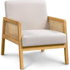 Yaheetech Kėdė su porankiu, poilsio kėdė su paminkštinimu, patogi minkšta kėdė su rotango porankiais, viengulė sofa svetainei, priimamajam, skaitymo kampui