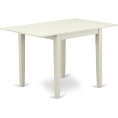 East West Furniture Valgomojo stalas NDT-LWH-T Medinis virtuvės stalas Stačiakampio formos lininis stalviršis ir 48 x 30 x 30 cm, baltas, 48 x 30 x 30 cm