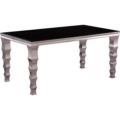 Euro Tische Dizainerio valgomojo stalas iš poliruoto nerūdijančio plieno chromo 160 x 90 x 76 cm - labai atsparus įbrėžimams - puikiai tinka kaip valgomojo / svetainės stalas (juodas)