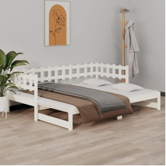 MOONAIRY Išskleidžiama dienos lova, sofa lova, sofa su miego funkcija, sofa lova, sofa lova, sofa lova, sofa lova, sofa lova, dienos lova, sofa lova, jaunimo lova, balta 2 x (80 x 200) cm, pušies masyvas