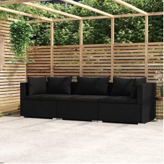 Camerina 3 sėdimų vietų sofa su pagalvėlėmis Sofa 3 sėdimos patogios sofos lova Sofa lova Sofa Svetainė Juoda Polietileno rotango sofa