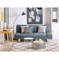 Beliani Sofa lova Pilkai mėlyna Mėlynas minkštas užvalkalas Reguliuojami porankiai Skandinavijos York