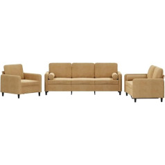 Vidaxl 3 dalių sofos komplektas, fotelis sofa su pagalvėlėmis, sofa svetainės sofa su porankiais, sofos komplekto dizainas sofos sėdimieji baldai minkšti baldai, rudas aksomas