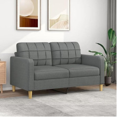 Camerina 2 vietų sofa, tamsiai pilka, 140 cm, audinys, moderni 2 vietų sofa, maža sofa su porankiais, skirta svetainei, namams, biurui