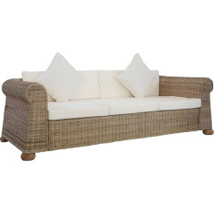 Utsrabfa Kanapa Gyvenamasis kraštovaizdis Lounge Set Sofa lova 3-vietė sofa su pagalvėle Natūralus rotango tinka miegamajam, svetainei, valgomajam, biurui