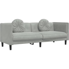vidaXL Sofa su pagalvėlėmis 3 vietų šviesiai pilkas aksomas