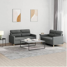 LAPOOH 2-TLG. Sofos komplektas su pagalvėlėmis, tamsiai pilkas audinys, sofa su poilsio funkcija, sofos komplektas, svetainės sofa, sofa, sofos komplektas 3201569