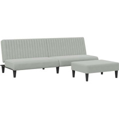 vidaXL Sofos komplektas 2 vnt., sofa lova su kojūgaliais, sulankstoma lova, sulankstoma sofa su miegojimo funkcija, sofa lova, šviesiai pilkas aksomas