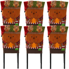 Dimatic 6 vienetų Kalėdų kėdės atlošo dangtelis, nuimamas valgomojo kėdės Slipcovers Kalėdų apdaila namams Valgomasis kambarys Virtuvė Šalis Kalėdų elnias
