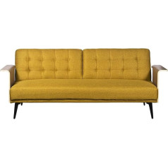 DRW 3 vietų sofa-lova iš poliesterio ir medžio, garstyčių spalvos, 87 x 203 x 81 cm, 87 x 203 x 81 cm