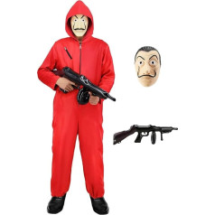 Unisex Jumpsuit Set House of Money kostiumas suaugusiems su Dali Salvadoro kaukė, PVC pistoletas, Gamer kostiumas Pilnas rinkinys vyrams Moterys Halloween Fancy Dress šalis