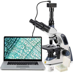 SWIFT SW380T-SC503-CK-5PBC trinokulinis mikroskopas su 40X- 2500X, laboratorinis mikroskopas moksliniams tyrimams su 10X/25X WF okuliaru, 