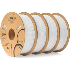 ELEGOO PLA gija 1,75 mm balta, 4 kg, 3D spausdintuvo gija, matmenų tikslumas +/- 0,02 mm, 4 kg kartoninė ritė, 3D spausdinimo medžiaga, tinka daugumai FDM 3D spausdintuvų