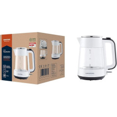 Grundig WK 5860 Wasserkocher, stiklinė, 2400W, 1,7 l, 2400, aliuminis, 1 litras, Weiß/Schwarz