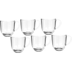 Leonardo Napoli 024203 Latte Macchiato puodeliai, 6 vnt., kavos puodeliai, tinkami plauti indaplovėje, stikliniai puodeliai su rankenėle, tinkami naudoti mikrobangų krosnelėje, 380 ml, 6 vnt.