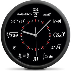 Froster Matematikos sieninis laikrodis su matematikos formulėmis, tylus mechanizmas, kūrybinis matematikos laikrodis, juokinga studento dovana