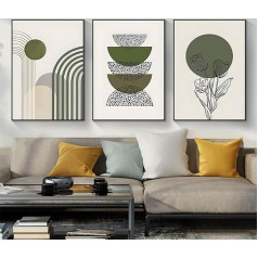 GHJKL Šiuolaikinės estetikos botanikos plakatas, bohemiškas abstraktus geometrinis plakatas sienų menas, Cattail gėlės plakatas rinkinys, be rėmo (Picture-03.40 x 60 cm, 3 dalys)