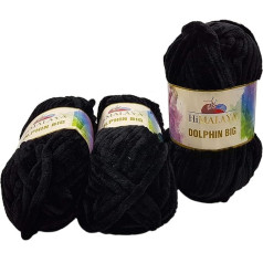 Ilkadim 3 x 200 g Himalaya Dolphin Big Mezgimo vilna Ypač storas kūdikių vilnos 600 g itin stambios vilnos (juoda 76706)