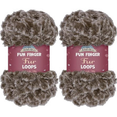 JubileeYarn Fun Finger Fur Loop Yarn - Poliesterio Jumbo svorio kilpiniai siūlai - 200g/kamuoliukas - Wren - 2 virbalai