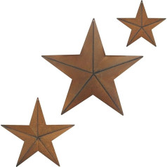 CVHOMEDECO. Primitives Rustic Antique Vintage Gifts Metal Barn Star Wall/Door Decor, 12/8/5,5 colių, 3 vnt.