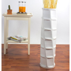 Aukšta grindų vaza 75 cm, mango mediena, balta