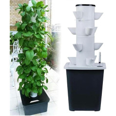 RAABYU Hydroponics Tower Garden Hydroponisches Kultursystem Ein einfaches Anbauset für Kräuter, Obst und Gemüse mit Feuchtigkeitspumpe, Adapter,