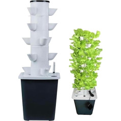 RAABYU Hydroponisches Anbausystem für den Garten, 15/20/25/30 Pods, Hydroponik-Turm, Aeroponik-Anbauset, Pflanzsystem mit Feuchtigkeitspumpe, Adapter, Ne