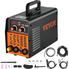 VEVOR TIG-200C TIG/MMA ARC kombinuotas suvirinimo aparatas inverteris 20-200A 40W 230V suvirinimo aparatas, 1-3,2 mm TIG elektrodai, 1-4 mm MMA elektrodai, IP21 vandeniui atsparus, automatinio išsijungimo funkcija