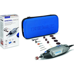 Dremel 3000 Multifunktionswerkzeug - Italienische Version (130 Watt, Set mit 15 Zubehörteilen, Drehzahl 10.000-33.000 U/min zum Schneiden, Schleifen, Gravieren, Polieren, Schärfen, Schnitzen, Fräsen)