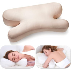 Clieey Side Sleeper Back Sleeper Stomach Sleeper Pillow Anti-Wrinkle Aging Pillow Gel Foam with Crushed Memory Foam for Sleeping 【Regular White Style + Beige Nude Silk Pillowcase】