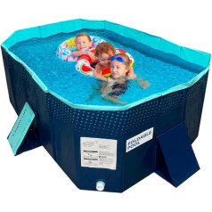 BEST DIRECT sulankstomas baseinas, 166 x 107 x 45 cm, vaikų baseinas, nešiojamasis šunų baseinas, sulankstomas baseinas, vonia, baseino žaislas, tinka vaikams, vidutinio dydžio naminiams gyvūnams